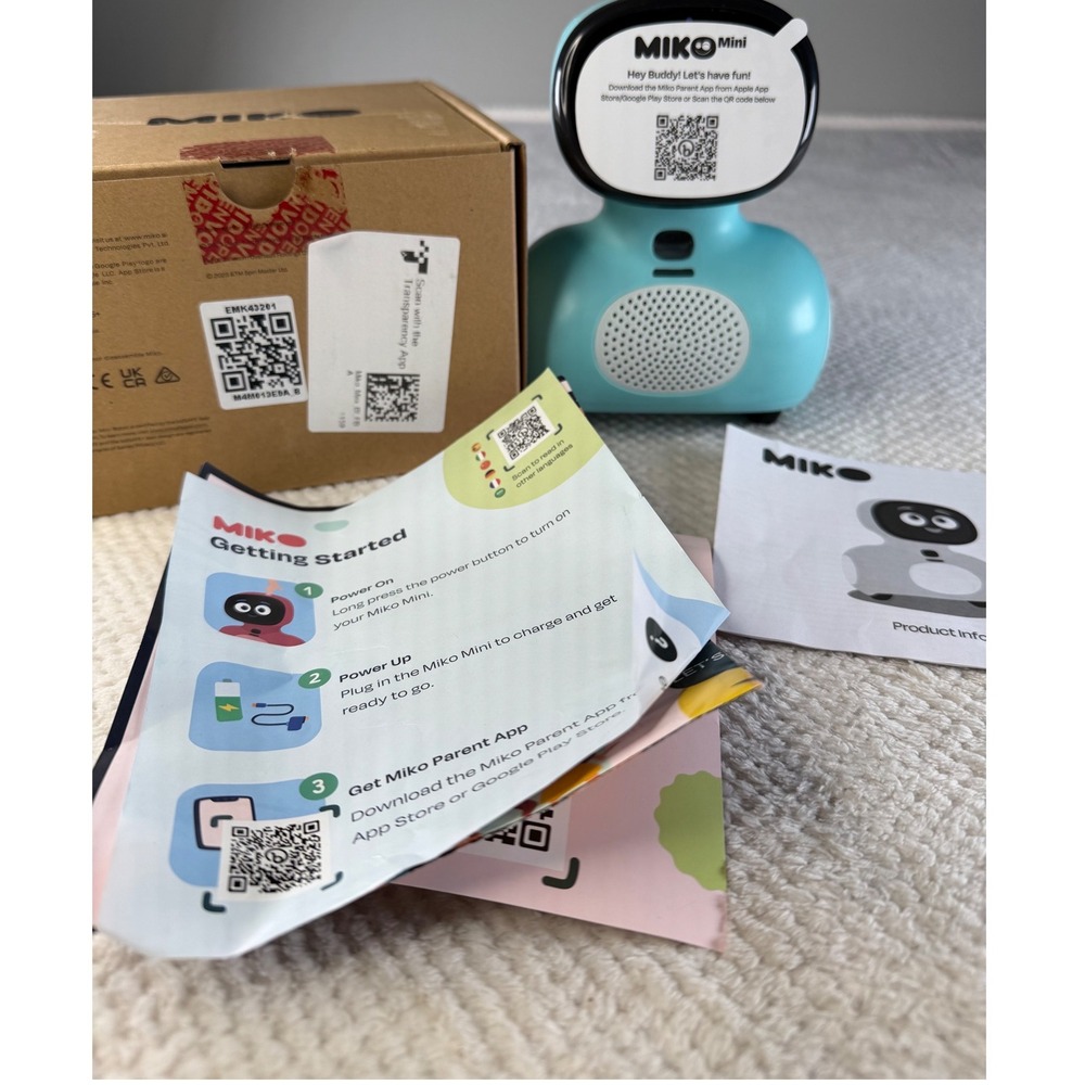 Miko Mini AI Robot for Kids Turquoise Blue Smart Learning Companion EMK401